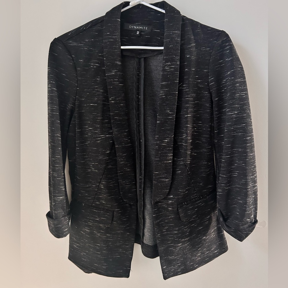 Dynamite Black Blazer with Shawl Collar and 3/4 Sleeves